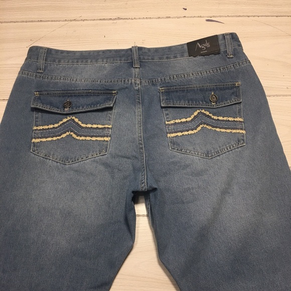 Agile Jeans Straight Denim Men's Size 42/32  5-Pocket Faded Distressed - Picture 5 of 9